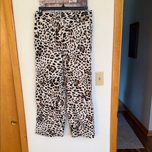 Loft Outlet Leopard Print Palmer Wide Leg Pants - Neutral Animal Print
